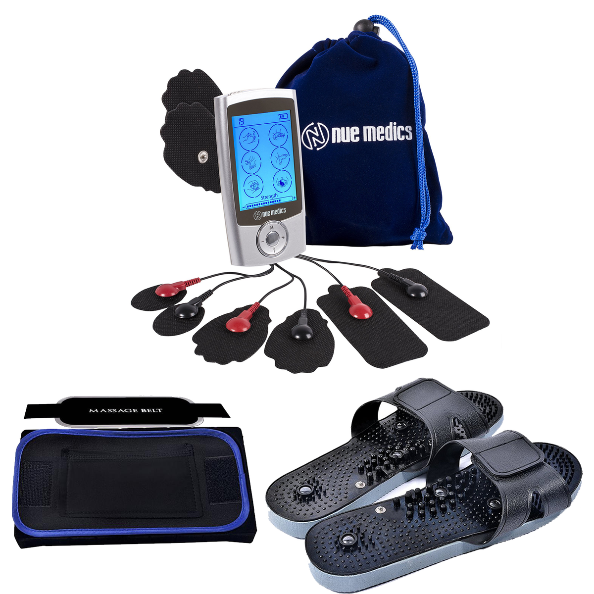 thumbnail interactive-video image 1 of Nuemedics Tens 24 Unit Muscle Stimulator – Complete Set With Belt & Slippers, TENS/EMS Combo, FDA Approved 1 of 2