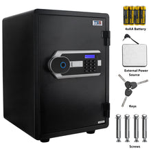 Biometric Fireproof Safe Box for Home Office 1.13 Cubic Feet Large Capacity with Digital Keyboard Fingerprint Lock Keyhole Security Safe, Cash Storage Protection