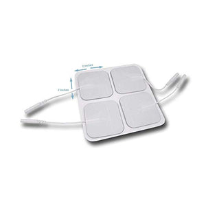 Electrode Pads for TENS Unit EMS Machine Device Massager 4 Pieces Premium Quality Self Adhesive Square 2" x 2" [FITS ON NUEMEDICS FLEX MODEL]