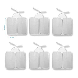 12 Pieces Electrode Pads for TENS Unit EMS Machine Device Massager Premium Quality Self Adhesive Square 4" x 2" Extra Large Replacement Pads [FITS ON NUEMEDICS FLEX MODEL]