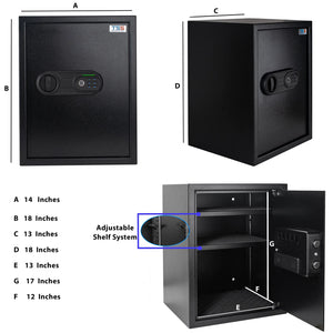 Fingerprint Steel Cabinet Safe Sturdy Steel Strong Box for Closets Home Bedroom Jewelry Documents Valuables Builtin Light