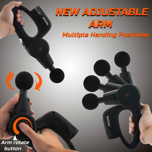 Massage Gun Deep Tissue Percussion Muscle Massager Rechargeable Battery for Athletes Pain Management 15 Speed Levels Upgraded Battery 5 Heads