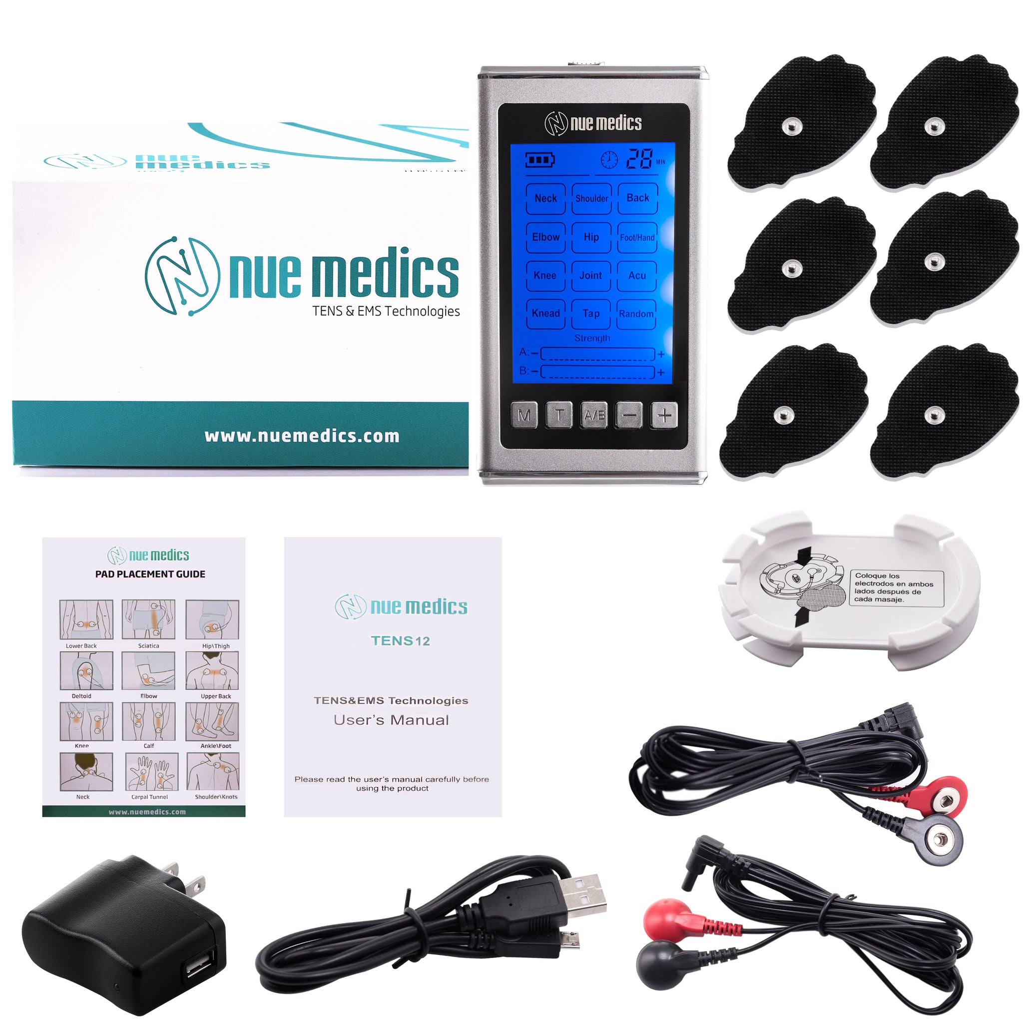 Lifetime Warranty] NueMedics Tens Unit Muscle Stimulator 12